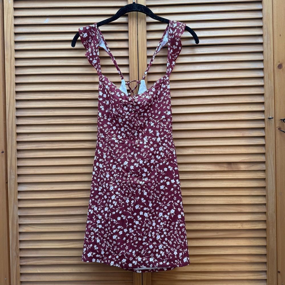 Princess Polly Burgundy Floral Dress size 4